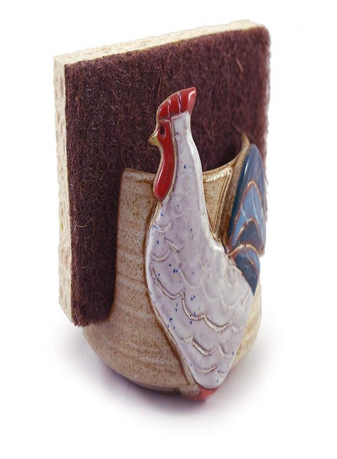 Modern Artisans American Handmade Pottery Kitchen Sponge Holder, Farmhouse Rooster Motif - Image 5